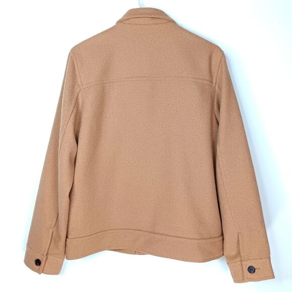 H&M Short Wool Blend Pea Coat Jacket Tan Beige Men's Size Small New With Tags - Picture 2 of 8